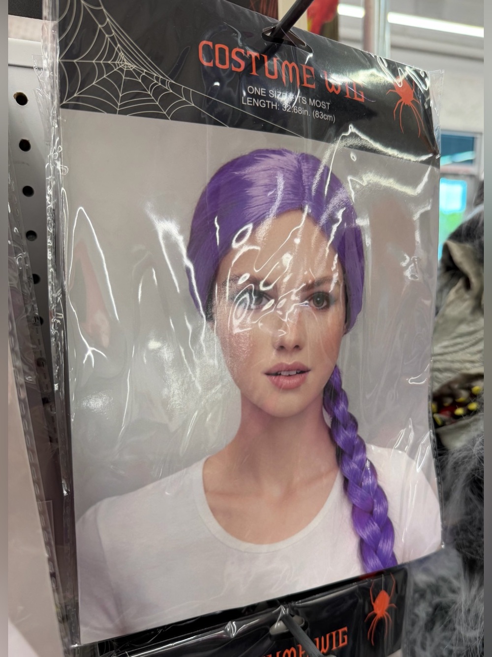 Purple Braided Costume Wig for Women - Vibrant Synthetic Hair 32” long